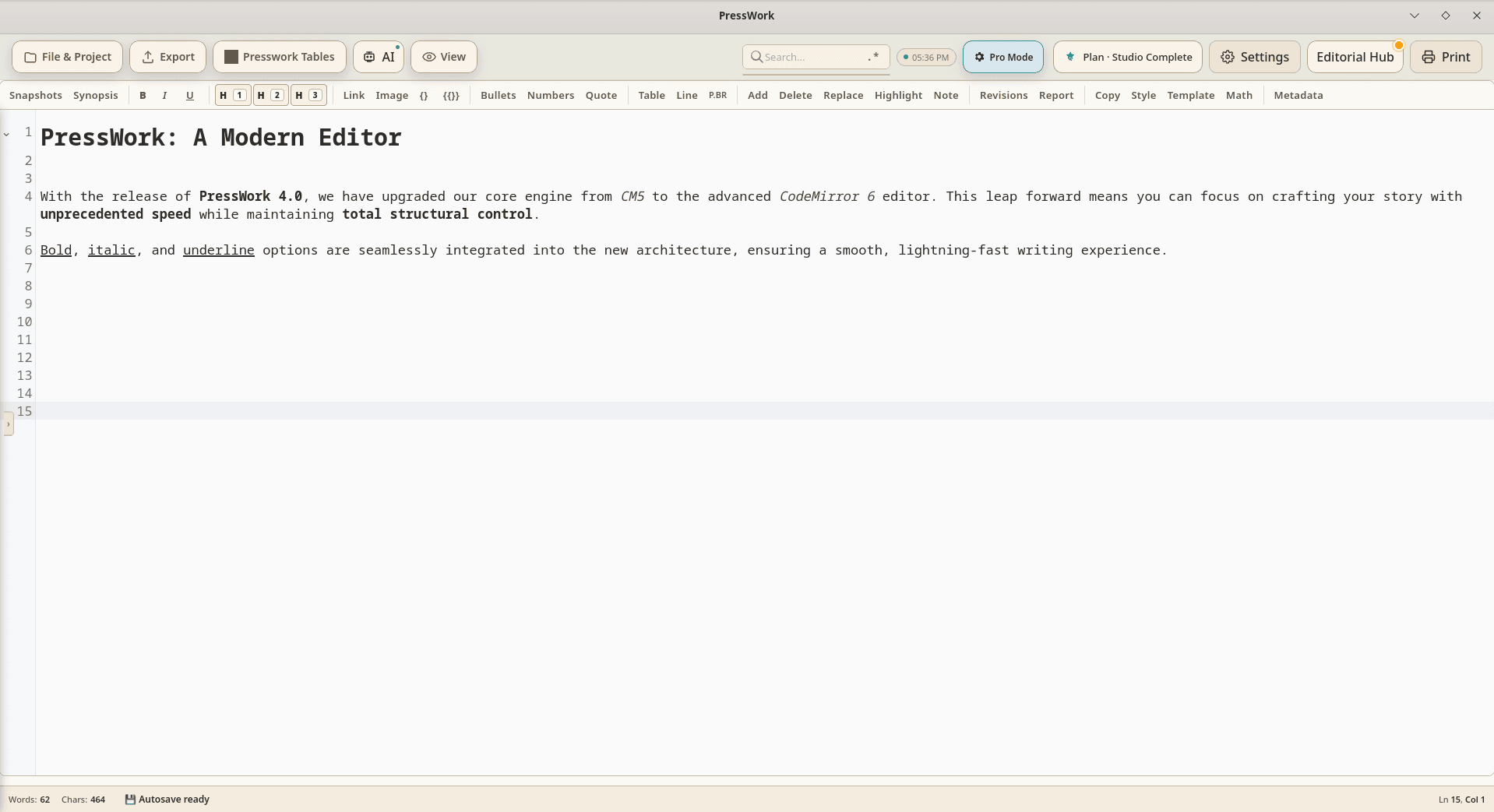 Anteprima editor CM6 in PressWork 4.0