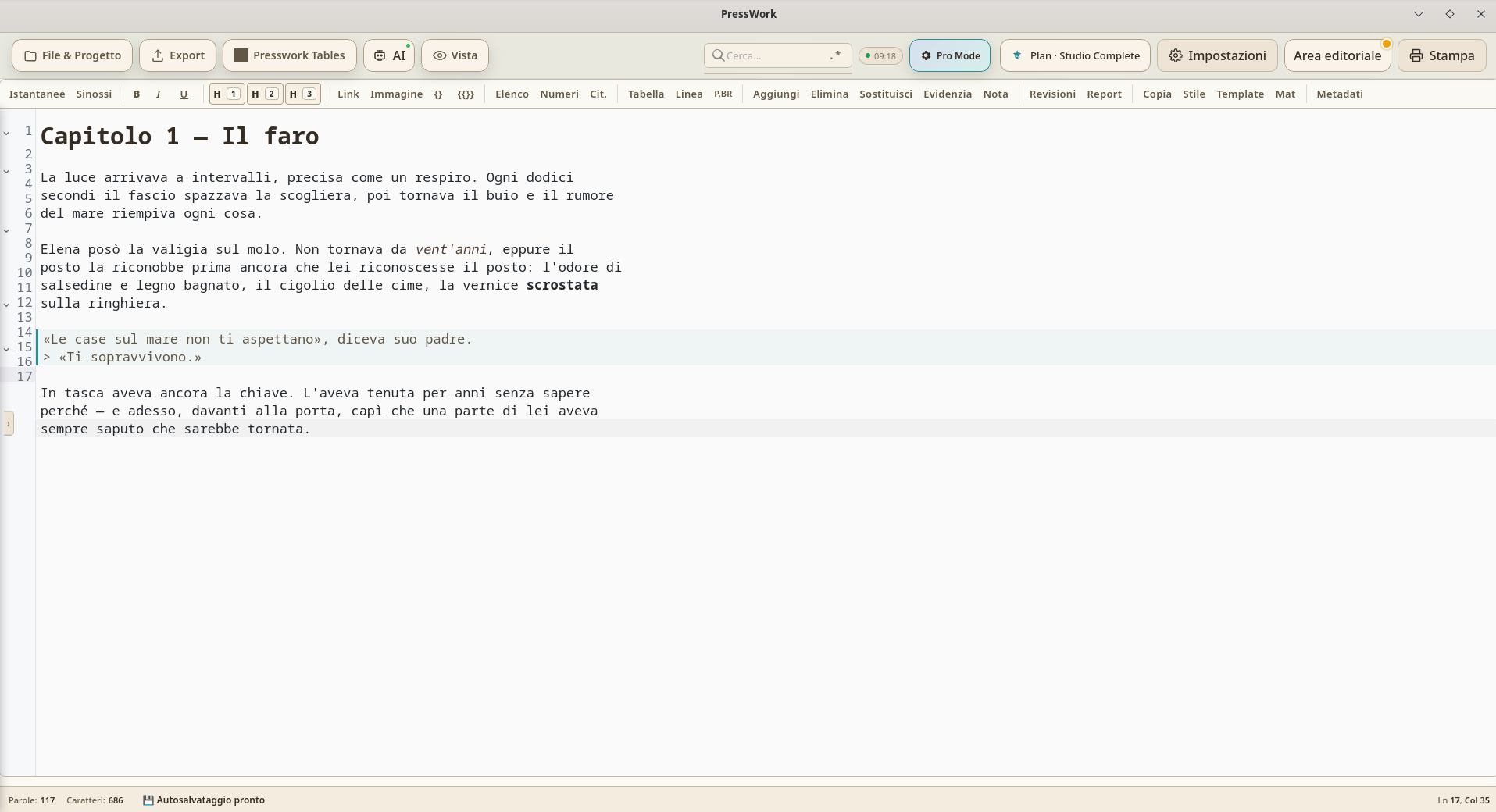 L'editor di PressWork 4.0 con anteprima dal vivo